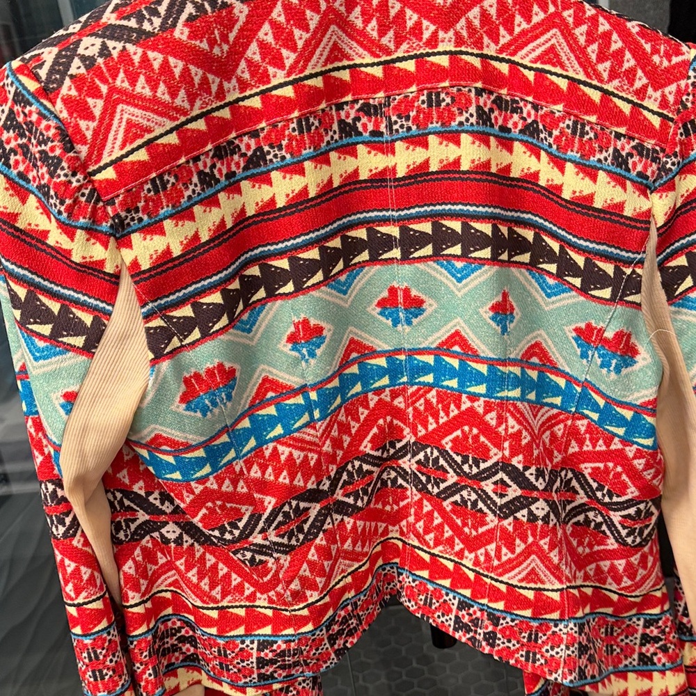 Bcbgmaxazria Red Multicolor Patterned Blazer - image 5